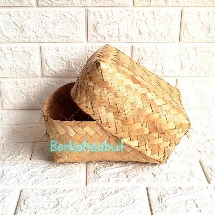Besek bambu 18x18 sepasang murah - Besek kotak wadah nasi box hampers