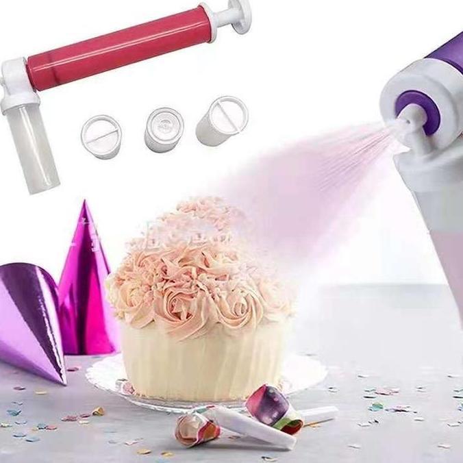 QIVAMABONUE  - CAKE SPRAY GUN SET PENGHIAS KUE PENYEMPROT KUE AIR BRUSH CAKE KUE