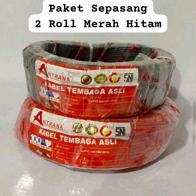Paket Sepasang 2 Roll Kabel Listrik Sni Pln / Kabel Tembaga Murni / Kabel Isi 1 / Kabel Grouding / K