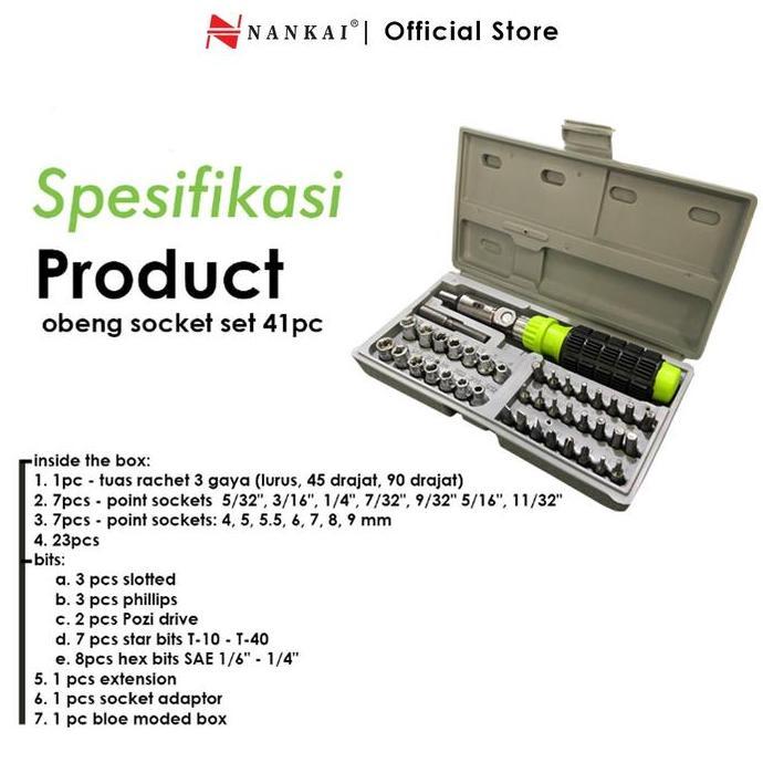 Onair- Obeng Sock Set 41 Pcs / Kunci Obeng Socket 41 Pcs Nankai