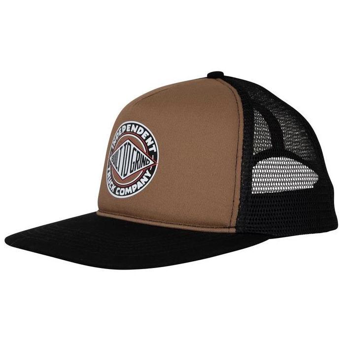 INDEPENDENT BTG SUMMIT HIGH PROFILE PRINTED MESH TRUCKER HAT - SADDLE/BLACK