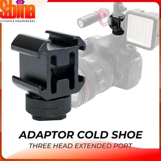 RETEKNO Adapter Flash Kamera Camera Mount Hot Shoe Three Head Extend Port