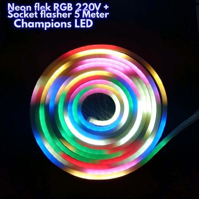 Lampu LED Strip Selang Neon Flek RGB Flasher 220V 5 Meter