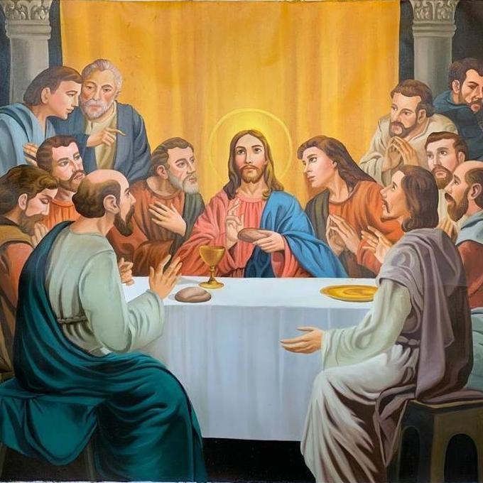 Lukisan yesus perjamuan kudus kanvas