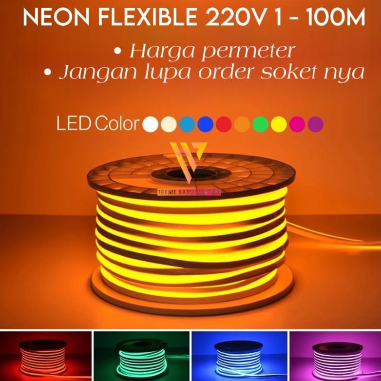 NEW DEALS LAMPU LED NEON FLEX 220V METERAN STRIP FLEXIBLE SOKET DEKORASI KAMAR HIAS RUMAH PLAFON DET