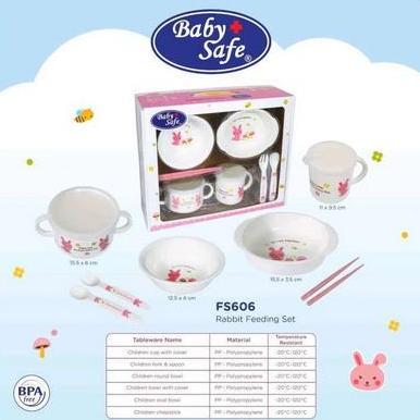 MAK302 BABY SAFE PERLENGKAPAN MAKAN FEEDING SET RABBIT FS606