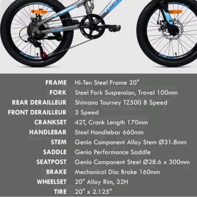 Sepeda Mtb anak 20inch Genio MK38 Full Suspension Cakram Outdoor