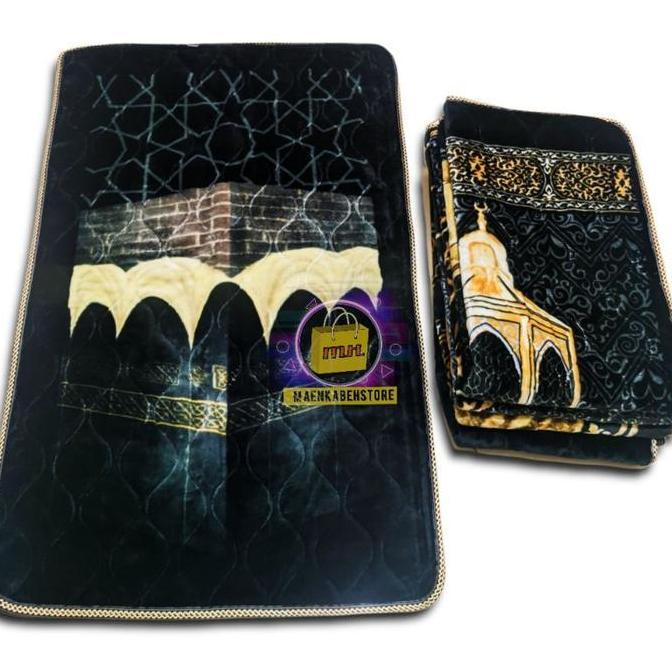 Spesial Sajadah Busa Bulu Tebal Import Warna Khusus Hitam-Sajadah Dewasa Kiswah Empuk Ukuran Besar 7