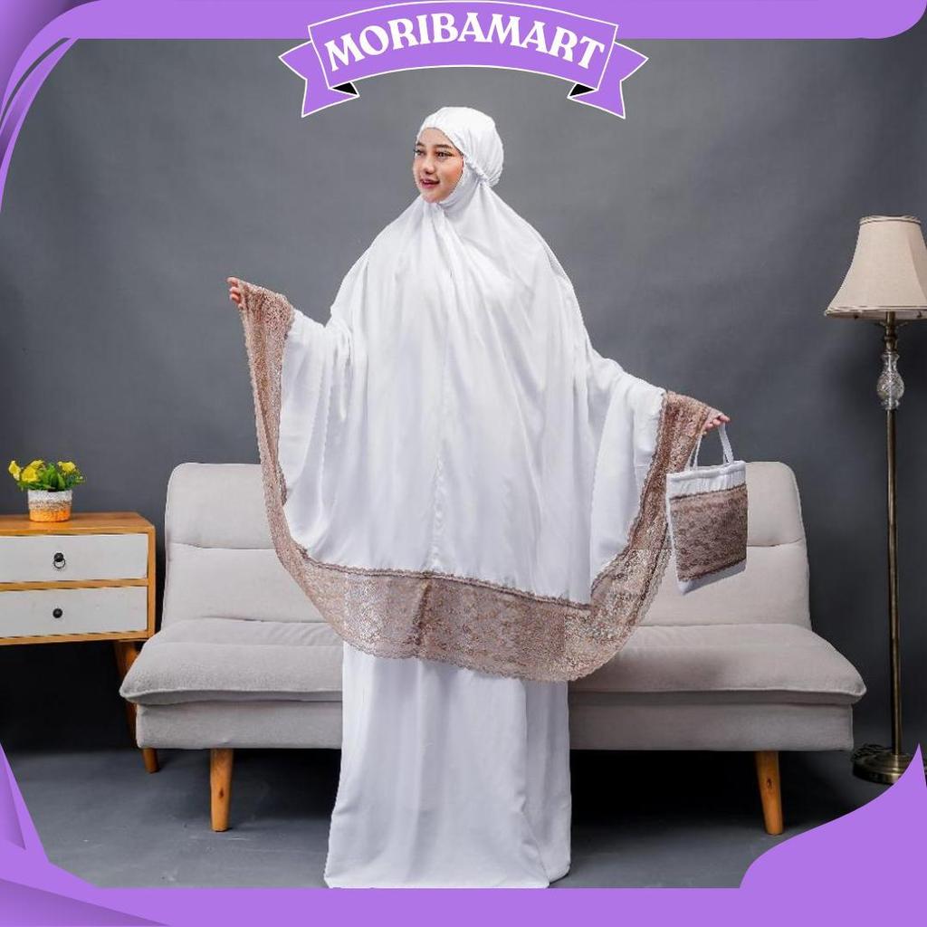 Mukena Dewasa Putih Polos Renda Bahan Katun Rayon Super Premium Size Super Jumbo Dan Mukenah Terusan