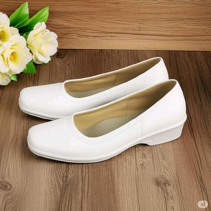 Termurah / Hot Sale Sepatu Pantofel Wanita Putih Sepatu Pantofel Akper Bidan Dokter Putih Sepatu Pan