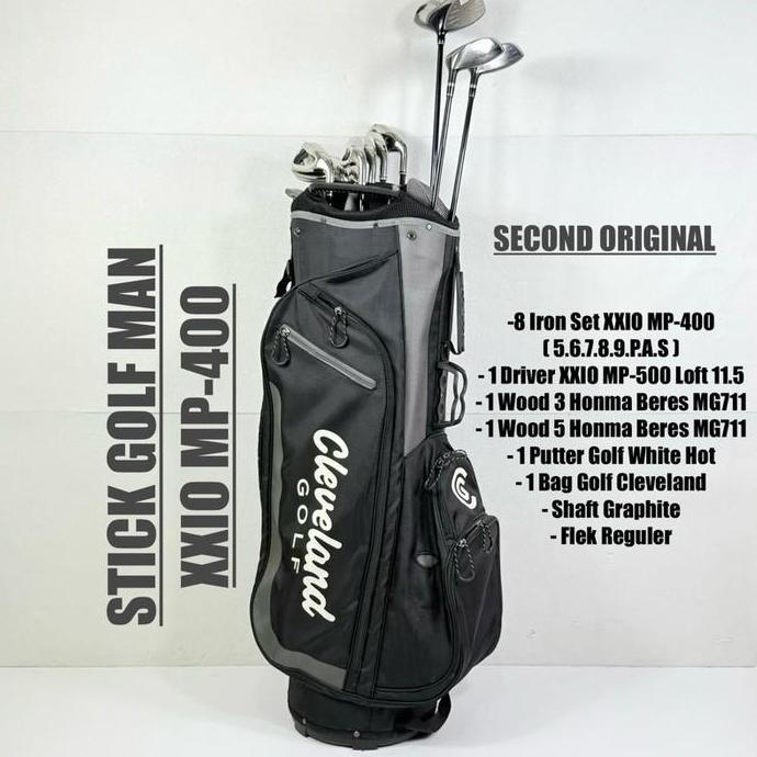 Stick Golf Man Original XXIO MP-400 Shaft Graphite Flek Reguler Fullset Bag Golf - Set Golf XXIO Ori