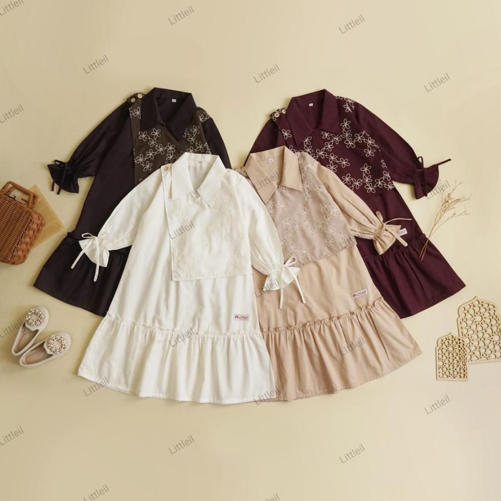 Berkualitas Littleil- Shanaya Dress/Gamis Couple Ibu Dan Anak/Dress Couple Raya Series Anak Dan Momm