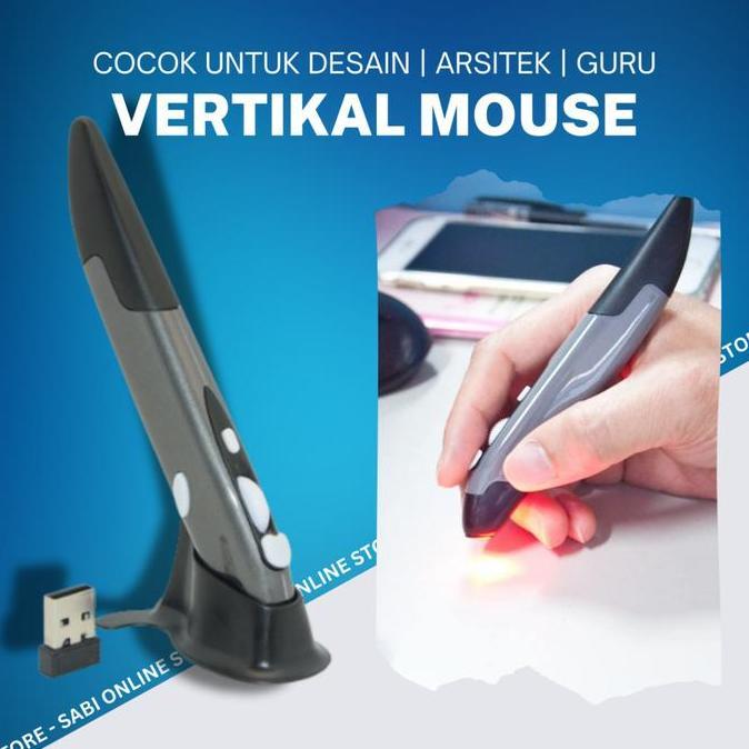 DV227 >> MOUSE PEN VERTIKAL VERTICAL PEN ARSITEK DESIGN DESAIN WIRELESS PC LAPTOP 800-1600 DPI MOUSE