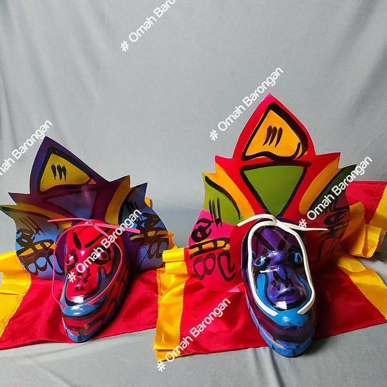 Siap Dikirim Barongan Anak Mainan Caplokan Spon Ukuran Kecil Motif Kayu Devil