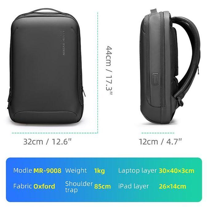 DS277 - Tas MARK RYDEN MR9008 SJ Bag Ransel Slim Laptop 17 USB MR9008SJ