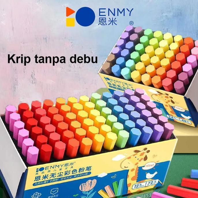 QWEKLY ENMY Papan Tulis Kapur Blackboard Warna Chalk Warna-warni Cerah Putih 48pcs Bahan Berkualitas