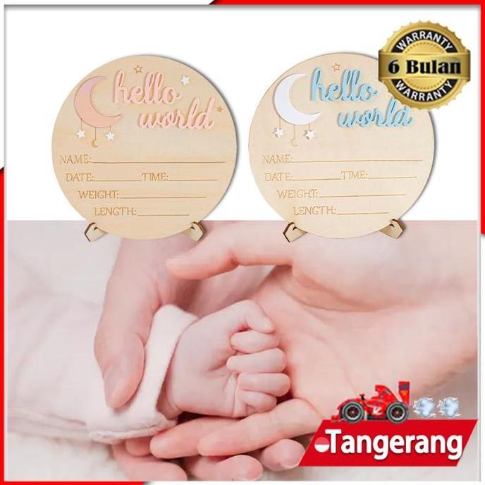 REVALCOM Papan Nama Bayi / Papan Nama Biodata / Bayi Kado Kelahiran Newborn / Hello World Board 15cm