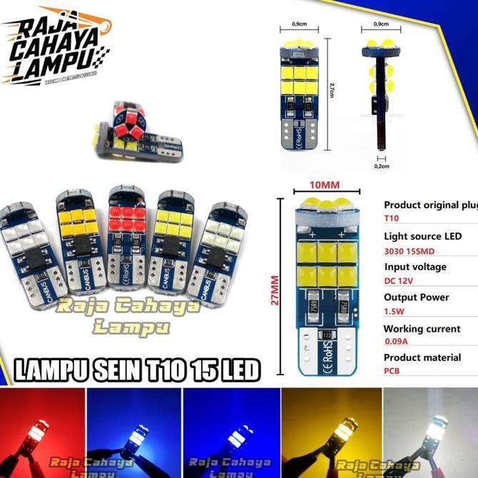 Lampu Led T10 W5W 15 Smd Chip 3030 Sen Dajjal T10 15 Mata Led Universal Motor Allshop