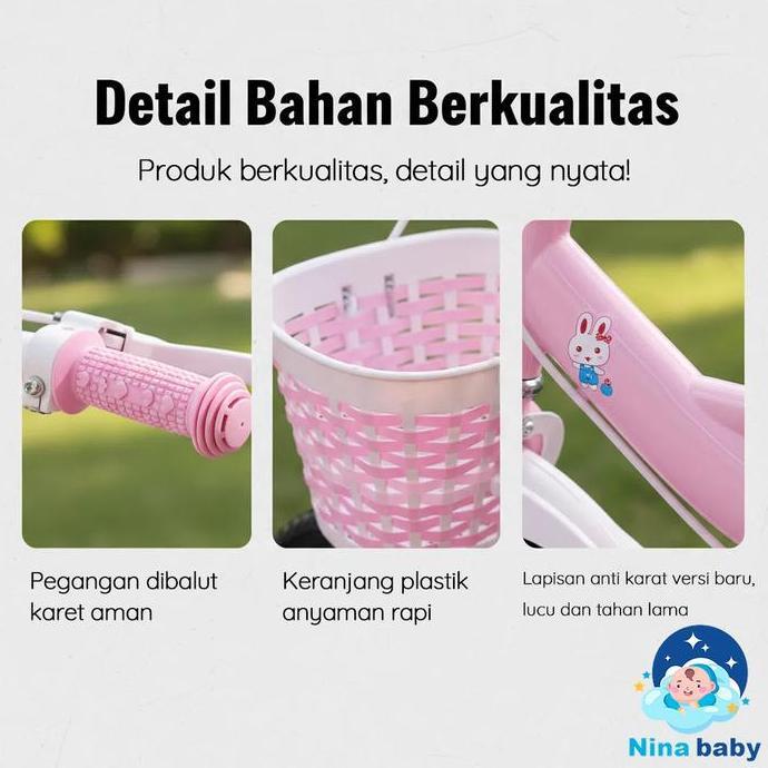 Wxyg- Usia 1~7 Thn12/16/18 InciGratis Roda BantuNina Baby Mall Sepeda Anak Sepeda Anak Perempuan Sep