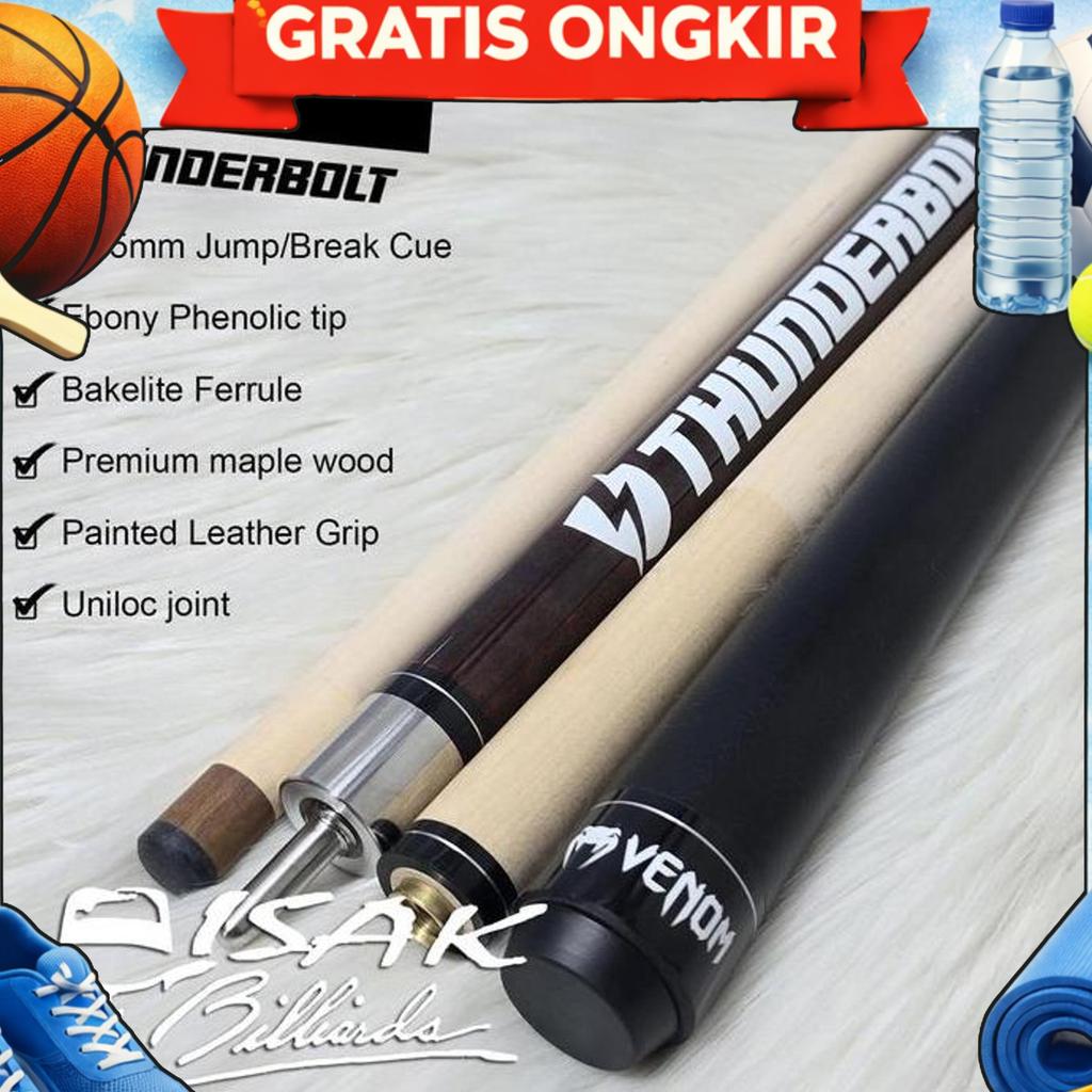Venom Thunderbolt Jump Break Cue | Purple 13.5Mm Stick Loncat Billiard