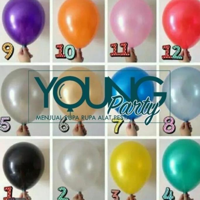 Disiniaja- Balon Latex Warna Gold,Putih,Hitam/Balon Metalik Isi 50 Per Pack