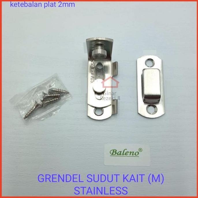 Waare- Grendel Sudut Kait M / Cantol Pintu Kunci Gembok Kamar Slot Jendela