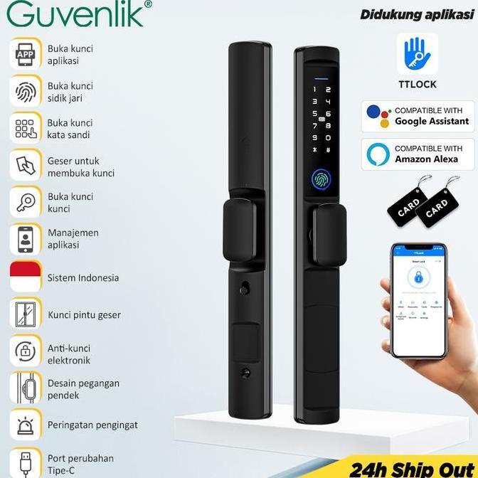 Balulaseller - Smart Door Lock TTLOCK Kunci Pintu Rumah Fingerprint Kunci Pintu Sliding Short Handle