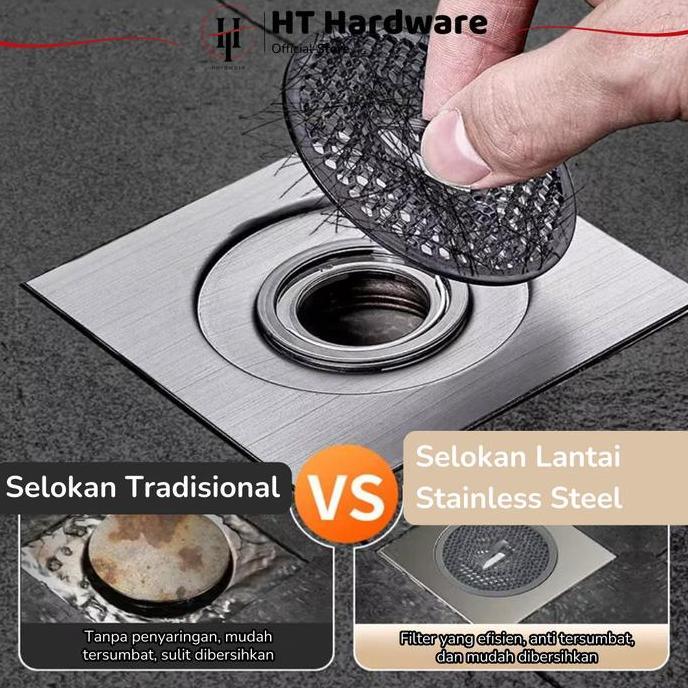 Lancar- Tutup Saringan Got 304 Stainless Steel Cover Floor Drain Air Anti Bau Anti Kecoa Floor Drain