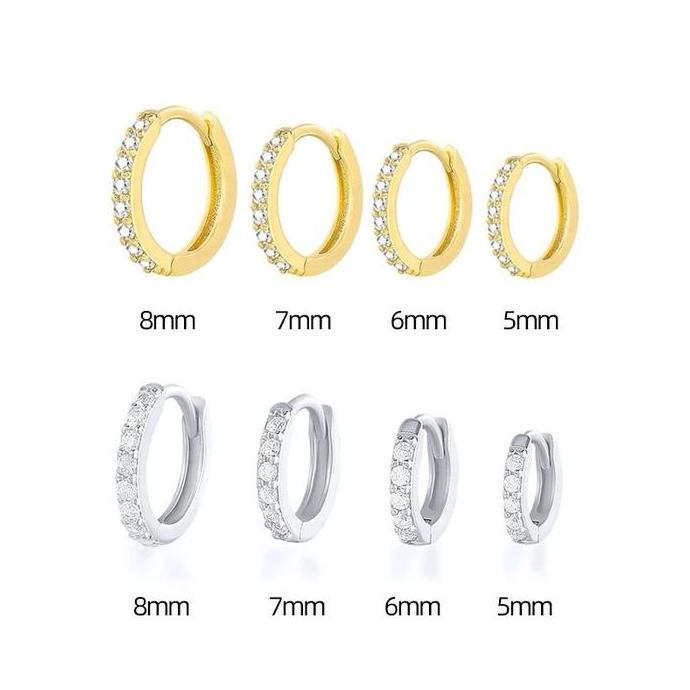 IDSTORE 5/6/7/8 MM Anting Piercing Hoop Permata Kecil Mini Stainles Stell / Earring Piercing Stailes
