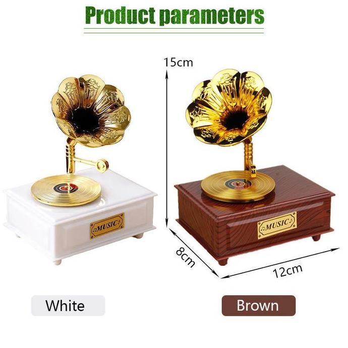 JALACA Kotak Musik Fonograf Vintage Retro Klasik Ornamen Pajangan Meja Kotak Musik Antik Gramophone 