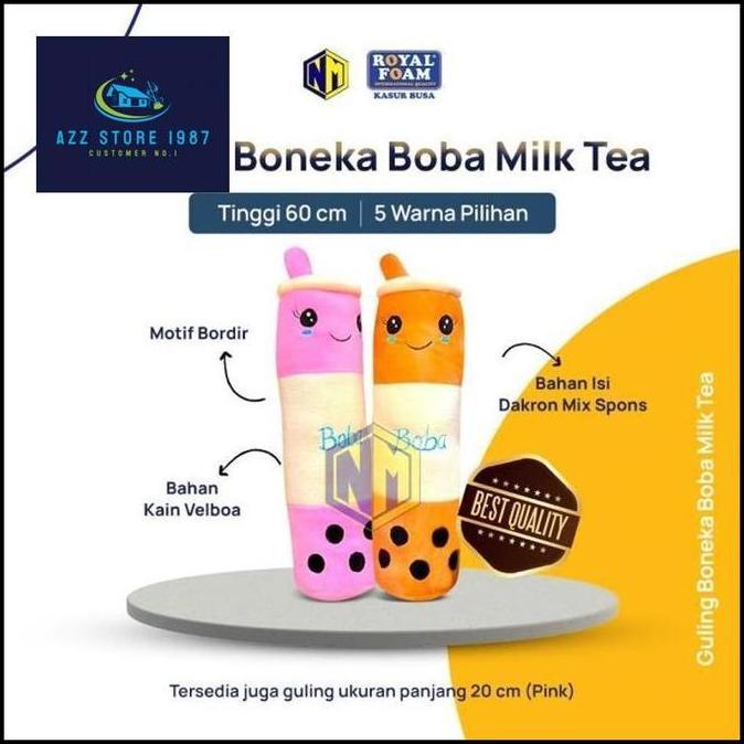 Guling Boneka Boba Milk Tea Kain Halus Tinggi 60cm Guling Boba