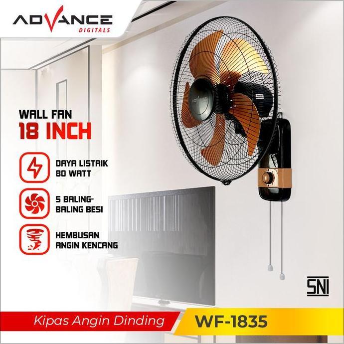 mantoalmarhum - kipas angin dinding advance wf-1835 18 inci baling 5 stainless kipas angin tornado f