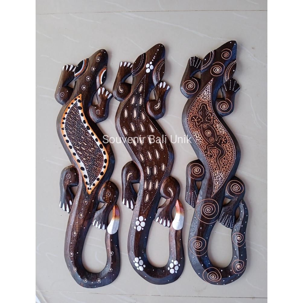 Dekorasi Tokek Cicak 50cm Kayu Hiasan Dinding Gecko Bali