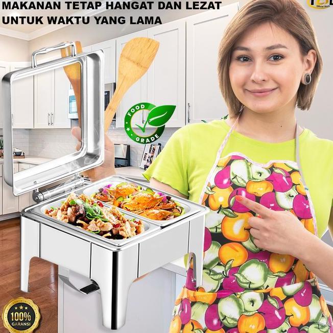 Ybd Roll Top Prasmanan Chafing Dish 6 Liter Bulat Kaca Segi Kecil Kaca Rolltop Tempat Penyimpanan Ma