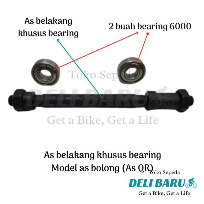 Murah As khusus bearing hub terombol pelek belakang bering 6000 model bolong QR Quick Release sepeda