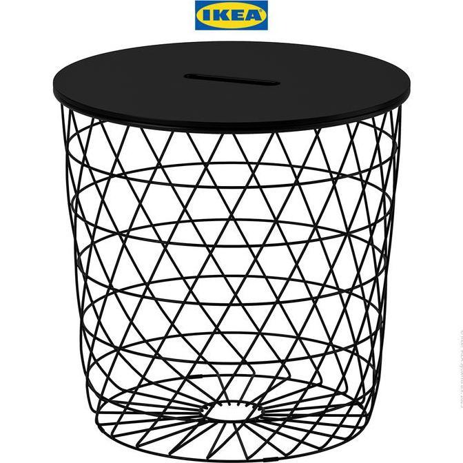 Ikea Kvistbro Meja Penyimpanan Samping Sofa Hitam Minimalis 44Cm Furniture