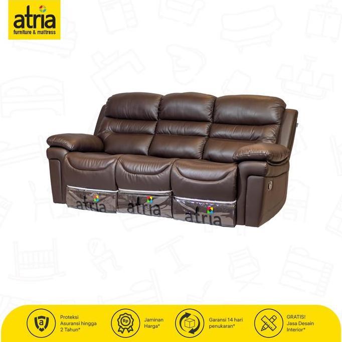 Atria Sofa Bolivia Recliner Half Leather 3 Seater