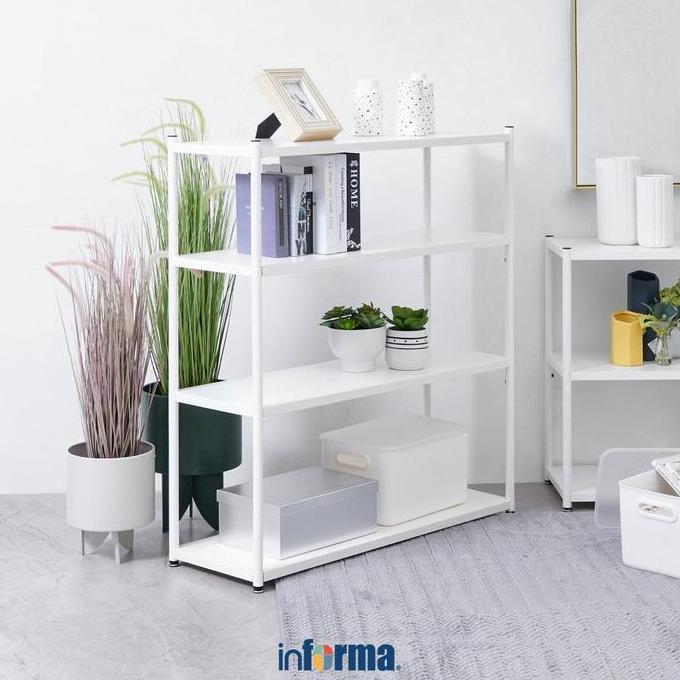 Informa Fort Rak 4 Tingkat - Putih Penyimpanan Organizer Buku Tanaman Pajangan Ruang Tamu Kamar Tidu