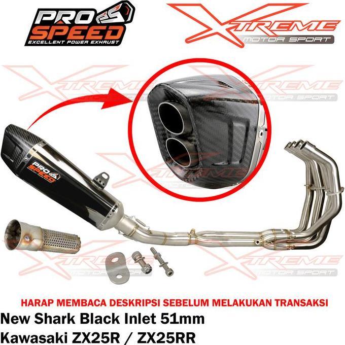 Knalpot Prospeed Shark Black Kawasaki Zx25R 4 Cylinder Fullsystem