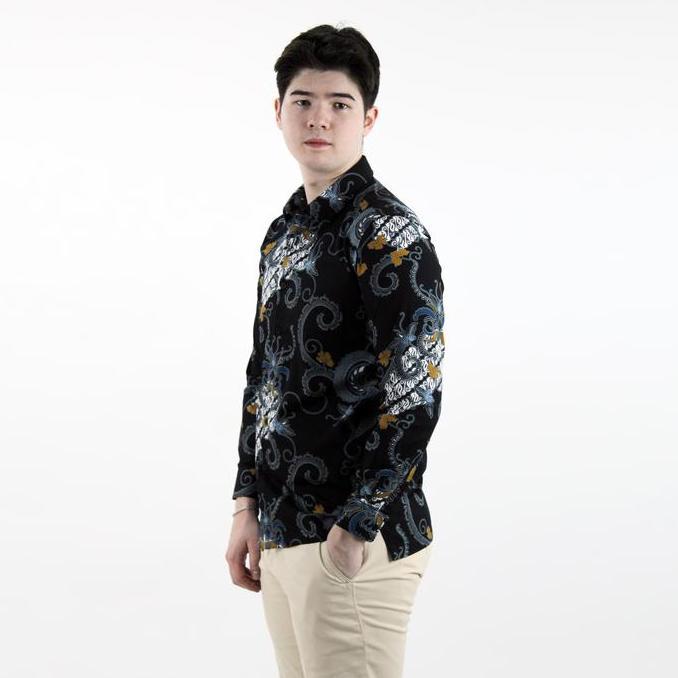 RICARDO Kemeja Batik Pria Abu Lengan Tangan Panjang 32580 Termurah