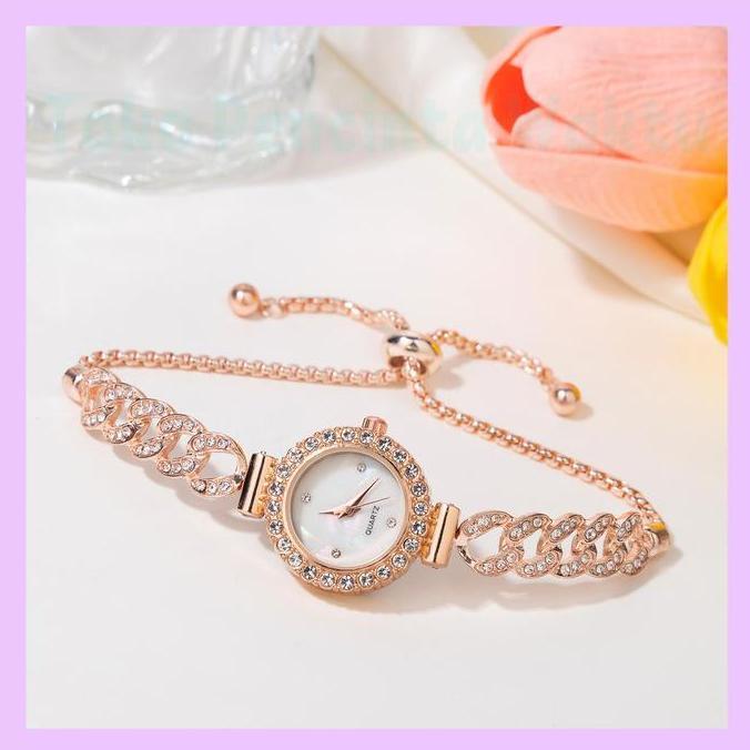 MD46 ~ Jam Tangan Cewek RANTAI SERUT Oval Mini & BUNGA Terbaru,jam tangan cewek,Jam Tangan SERUT,jam