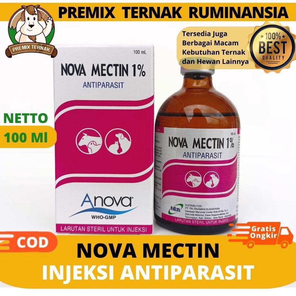 NOVA MECTIN 1% 100ml - Obat Anti Parasit Hewan Gatal Scabies Gudig Kutu Cacing Hewan Sapi Kambing Do