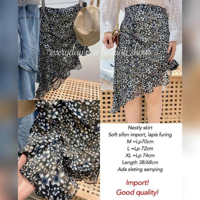 Rok Pendek Nestly Skirt Import Sexy Vintage Mini Asimetris TM