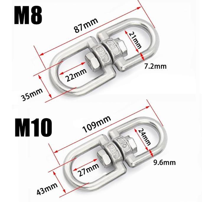WOVLO M8/M10 Swivel 304 Stainless / Swivel Stainless / Swivel SS 304