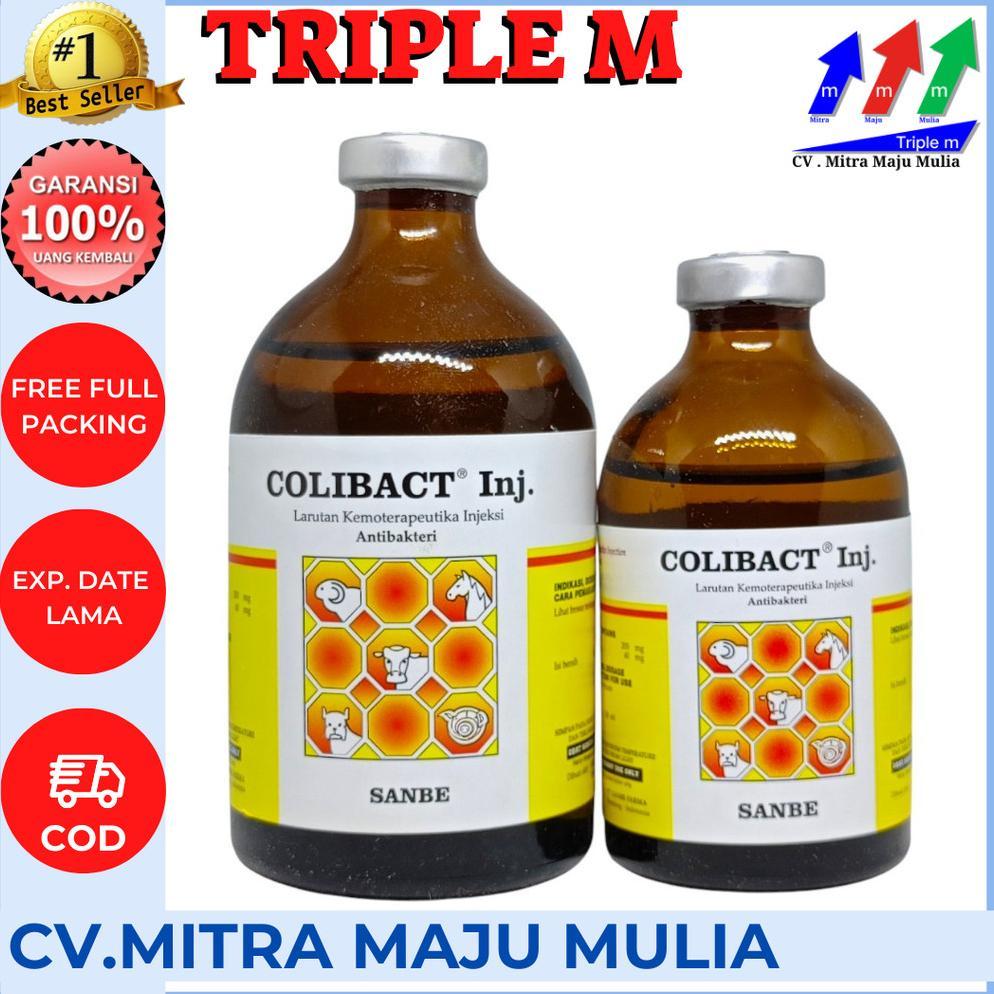 Colibact injeksi 50ml 100 ml Obat Antibiotik Hewan Diare Batuk Pilek Sanbe