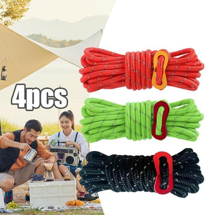 RETEKNO 4pcs Reflective Tali Tenda Flysheet Pengencang Tali Tenda Aluminium Untuk Camping Wind Rope 