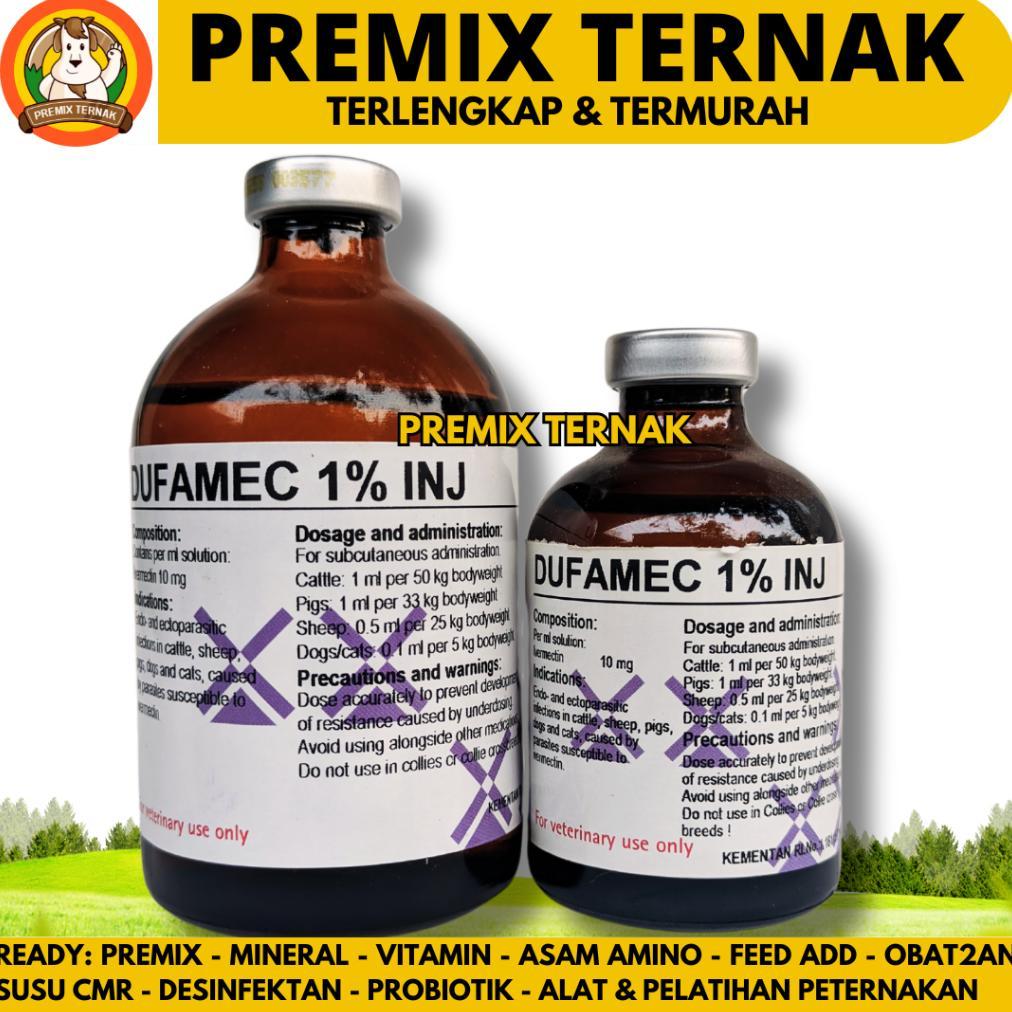 DUFAMEC 1% INJ 100 ML - Obat Cacing Kutu gudig Scabies Ampuh Sapi Kambing Babi Domba Like Intermecti