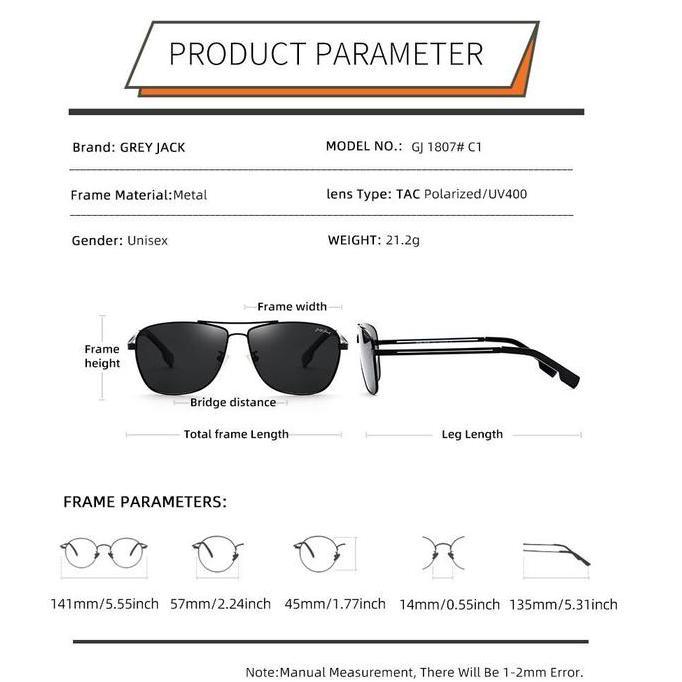 REGENLY Grey Jack kacamata hitam pria fashion sunglasses polarized new 1807