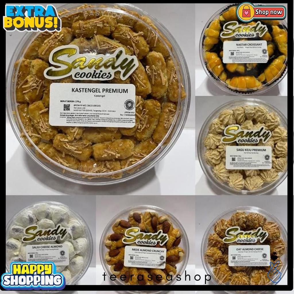 Sandy Cookies Premium (Gold) Exp Panjang (Toples Sedang Tin (Nastar / Kastengel / Putri Salju / Salj