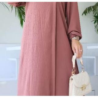 Gamis Lebaran Terbaru 2025 Ukuran Jumbo Ld 140 Maryam Dress Bahan Crinkle Airflow Premium // Gamis J